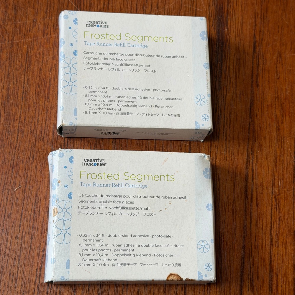 Creative Memories Frosted Segments Tape Runner Refill Cartridge Set of 2 NEW